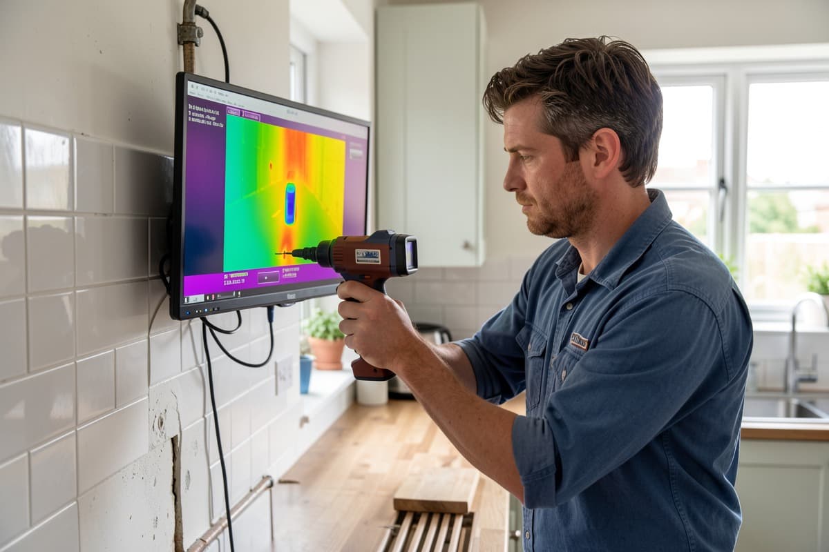 Leak detection specialist using thermal imaging equipment