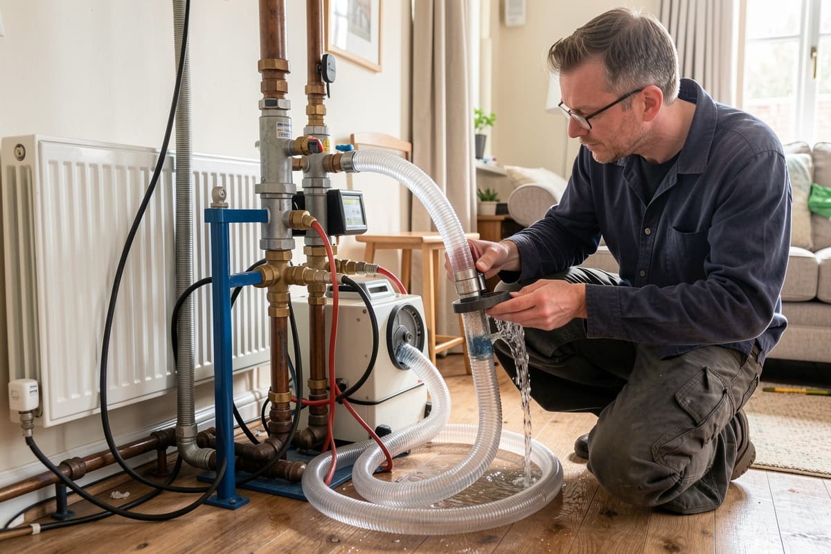 Power flushing central heating system